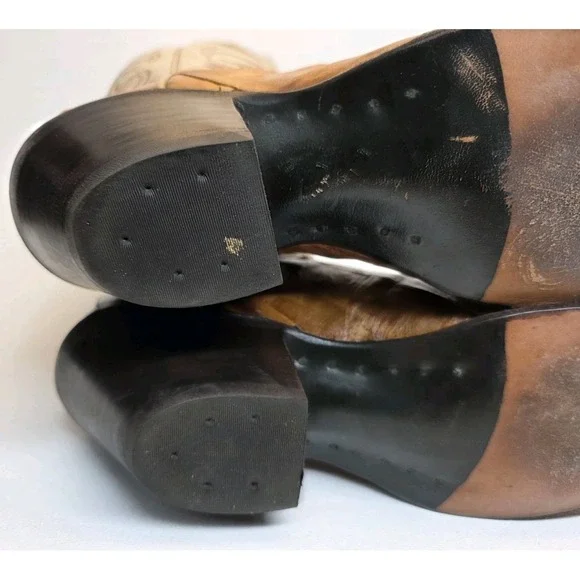 Womens Size 6 B Olathe Exotic Eel Skin Brown Leather Western Cowboy Boots - Picture 11 of 16